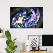 Nebuly: Einhorn und Dragon Großdruck Poster (Heimbüro)