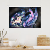 Nebuly: Einhorn und Dragon Großdruck Poster (Küche)