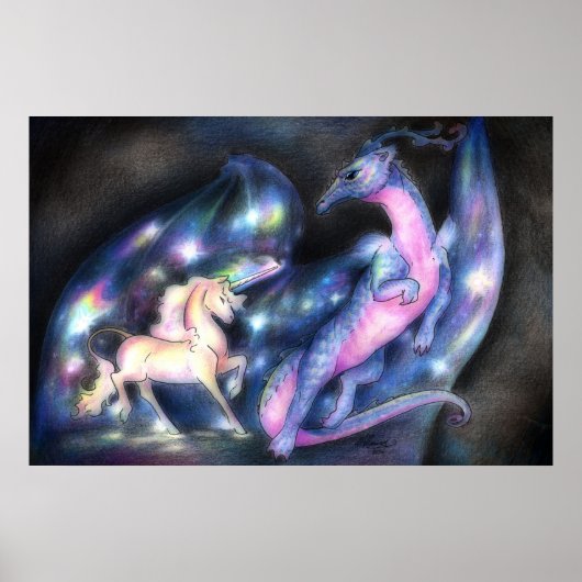 Nebuly: Einhorn und Dragon Großdruck Poster (Vorne)