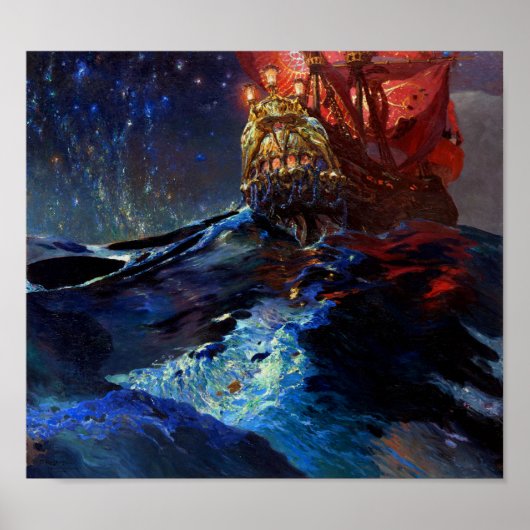 Nec Mergitur von Ferdynand Ruszczyc farbiges Schif Poster (Vorne)
