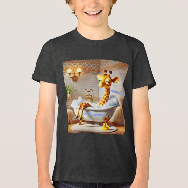 Neck Deep in Relaxation - Giraffe Bubble Bath Tri-Blend Shirt (Vorderseite)