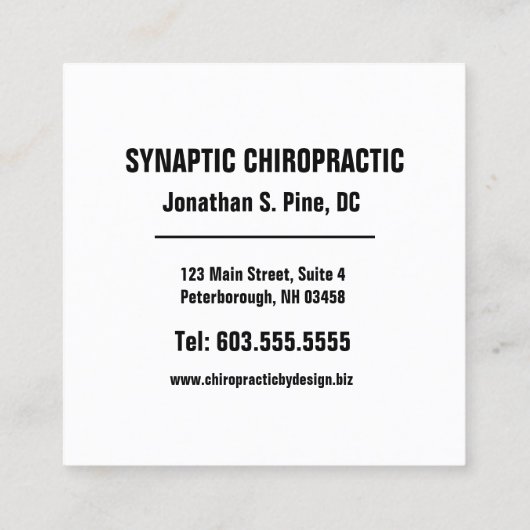 Neck Pain Foto Graphic Square Chiropractic Quadratische Visitenkarte (Rückseite)