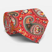 Neck Tie - Abstrakt Paisley Red Krawatte (Gerollt)