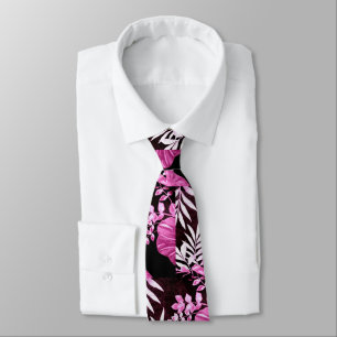 Neck Tie - Abstrakte tropische Blätter Rosa Wein Krawatte