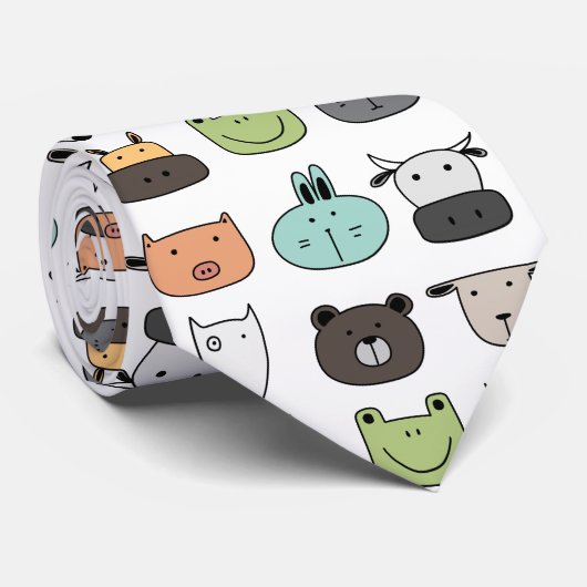 Neck Tie - Animal Faces Krawatte (Gerollt)