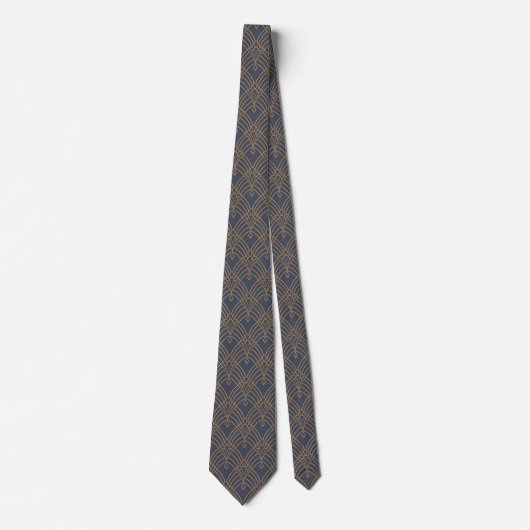 Neck Tie - Art Deco Lüfter Design Lilac/Gold Krawatte (Vorderseite)
