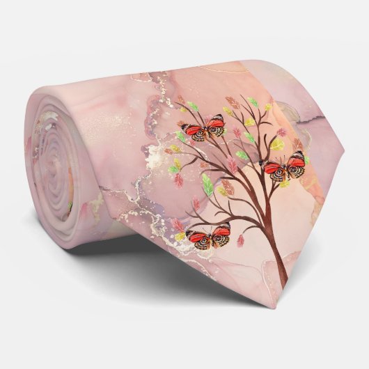 Neck Tie for Ushers Fall Butterfly & Tree Event Krawatte (Gerollt)