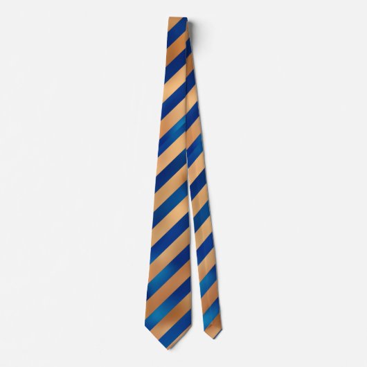 Neck Tie Gold and Royal Blue Stripes on Angle Krawatte (Vorderseite)