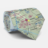Neck Tie mit Aviation Navigation Map Krawatte (Gerollt)