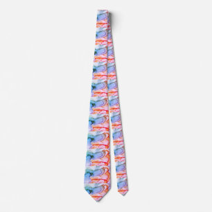 Neck Tie Peach und blau Aquarell Krawatte