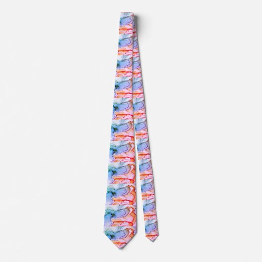 Neck Tie Peach und blau Aquarell Krawatte (Vorderseite)