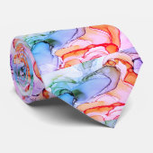 Neck Tie Peach und blau Aquarell Krawatte (Gerollt)