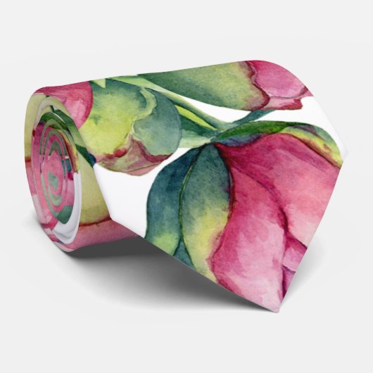 Neck Tie Pink Peony Bulbs Krawatte (Gerollt)