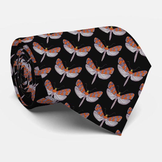 Neck Tie (schwarz) - Ailanthus Moth Krawatte (Gerollt)
