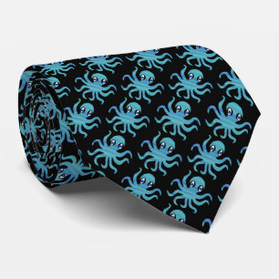 Neck Tie (schwarz) - Blue Green Octopus Krawatte