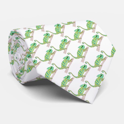 Neck Tie (weiß) - Green Chameleon Krawatte (Gerollt)