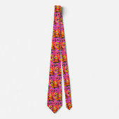 Neck Tie Whimsical Abstrakt Flamingo Pink Orange Krawatte (Vorderseite)