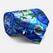 Neck Tie - Whimsical Abstrakt Owl Blue Green Krawatte (Gerollt)
