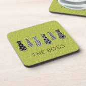 Neck Ties NAME Schwarz-weiß Green Denim Vater Offi Getränkeuntersetzer (Linke Seite)