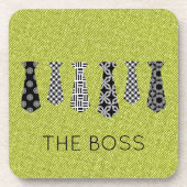 Neck Ties NAME Schwarz-weiß Green Denim Vater Offi Getränkeuntersetzer (Vorderseite)