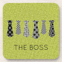 Neck Ties NAME Schwarz-weiß Green Denim Vater Offi Getränkeuntersetzer