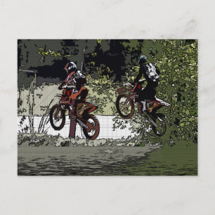 Neck und Neck - Motocross Racers Postkarte