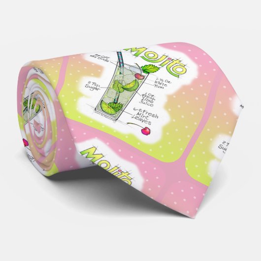 NECKES - MOJITO RECIPE COCKTAIL ART KRAWATTE (Gerollt)