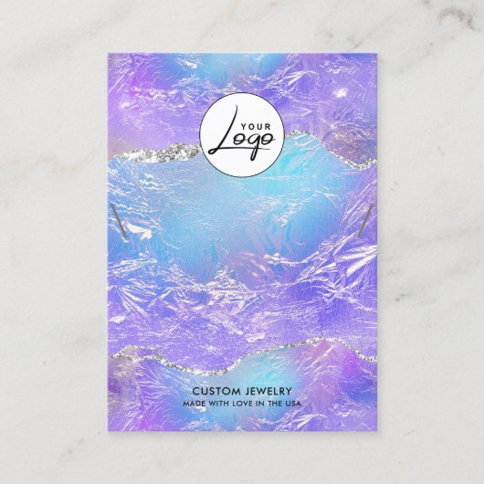 Necklace-Bracelet-Anzeige für Lila und blaue Folie Visitenkarte (Vorderseite)