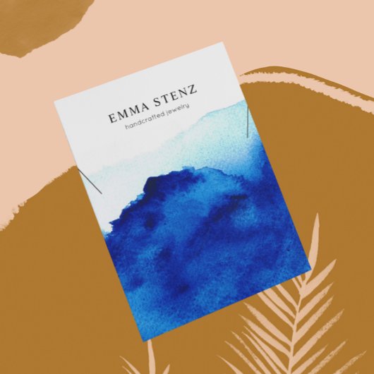 Necklace Display Card ・ Watercolor Indigo Blue Visitenkarte