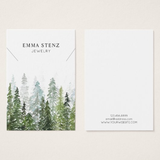 Necklace Display Card ・ Watercolor Pine Woods (Vorne & Hinten)