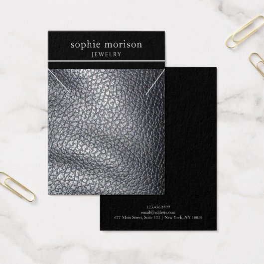 Necklace Juwelier Display Card ・ Schwarzes Leder (Büro)