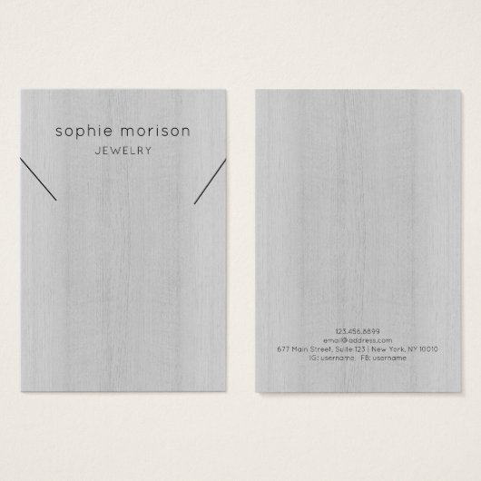 Necklace Juwelry Display Card ・ Weißes Holz (Vorne & Hinten)