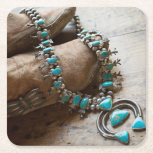 Necklace zum Verkauf, Santa Fe, New Mexico.USA Rechteckiger Pappuntersetzer