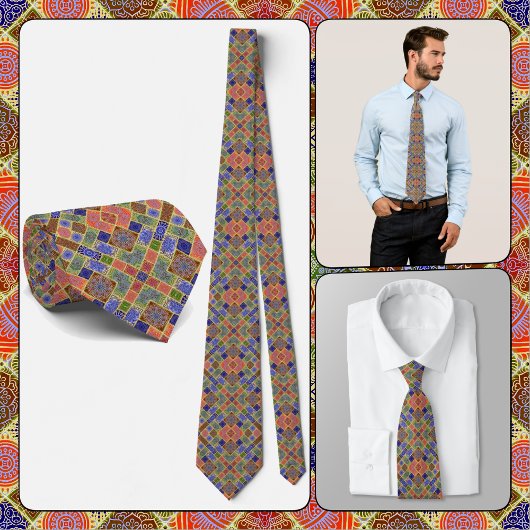 NECKTIE - Farbtöne von Blau, Grün, Gelb und Rosa Krawatte