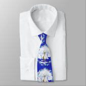 Necktie mit einem Hirsch in Blau und Weiß Krawatte (Gebunden)
