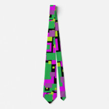 Necktie mit Lila Grün- und Schwarzquadratischem Mu
