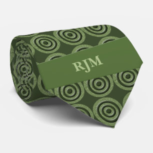 Necktie mit Monogramm Sage Green Circles Krawatte