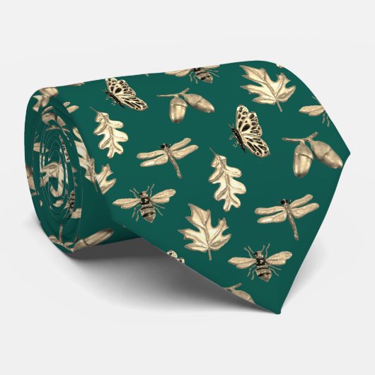 Necktie Nature Pattern grün und gold Krawatte (Gerollt)