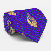 Necktie Royal Blue mit Blätter & Lavender Krawatte (Gerollt)