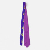 Necktie Royal Blue mit Blätter & Lavender Krawatte (Rückseite)
