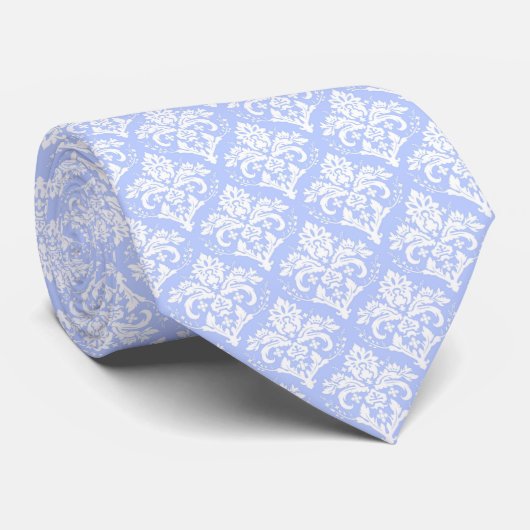 Necktie - Wedgewood Blue Damask Krawatte (Gerollt)