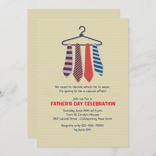 Neckties Vatertag Einladung (Vorne/Hinten)