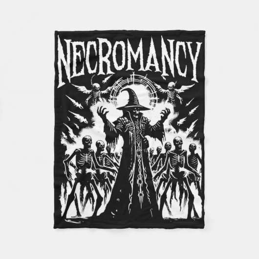 Necromancer - Vintages, graues Monster Halloween L Fleecedecke (Vorderseite)