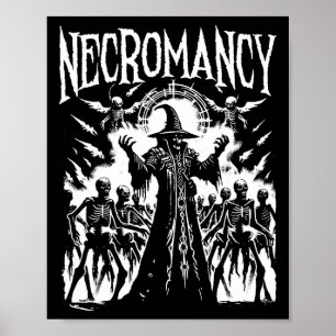 Necromancer - Vintages, graues Monster Halloween L Poster