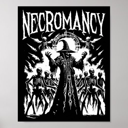 Necromancer - Vintages, graues Monster Halloween L Poster (Vorne)