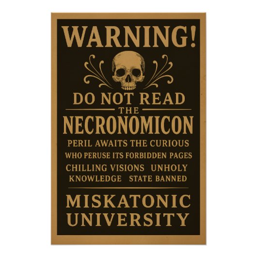 Necronomicon - Vorsorgeverbot durch Miskatonic Poster (Vorderseite)