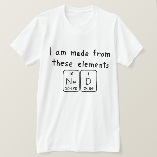 Ned Namen-Shirt periodischer Tabelle T-Shirt (Design vorne)