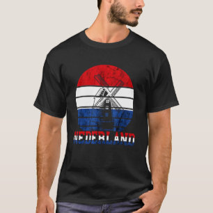 Nederland Vintag Retro Windmill Netherlands Flag T-Shirt