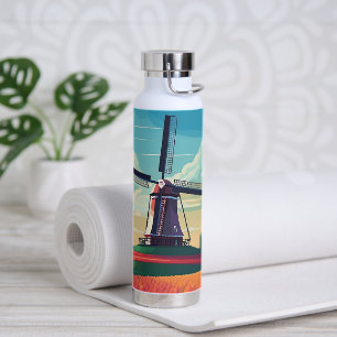 Nederland WIndmill Tulip Field Travel Gift Trinkflasche