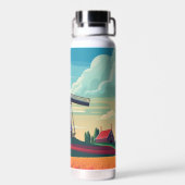 Nederland WIndmill Tulip Field Travel Gift Trinkflasche (Rückseite)